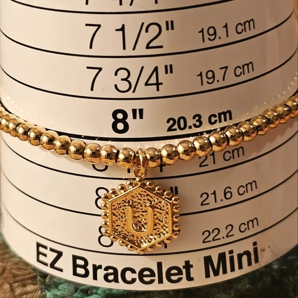 NEW Elegant Gold Beaded Initial "U" Bracelet B1P21 - Picture 6 of 6